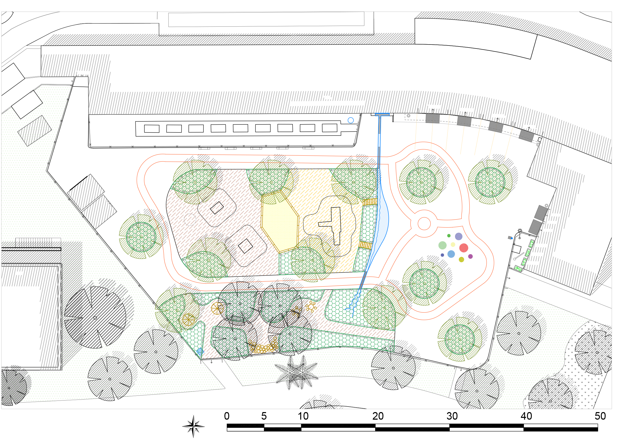 Plan projet de la cour maternelle Maurice d'Ocagne