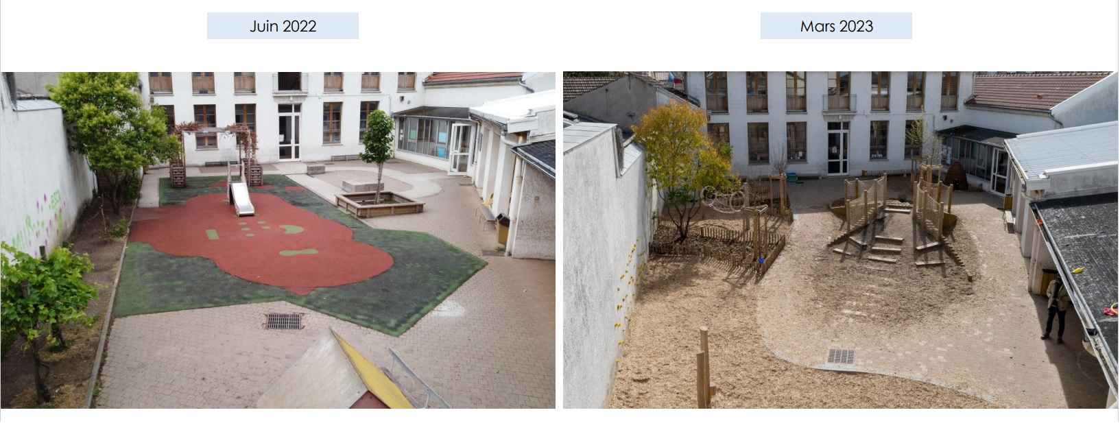 Vue aérienne de la cour avant-après travaux