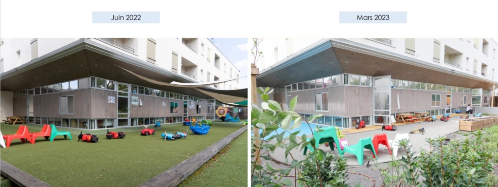 La cour de la crèche avant-après travaux